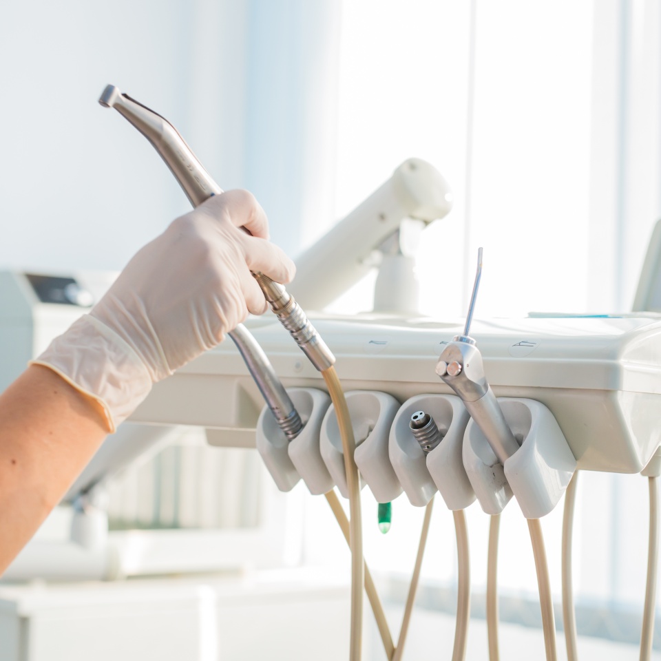 Different dental instruments and tools in a dentists office