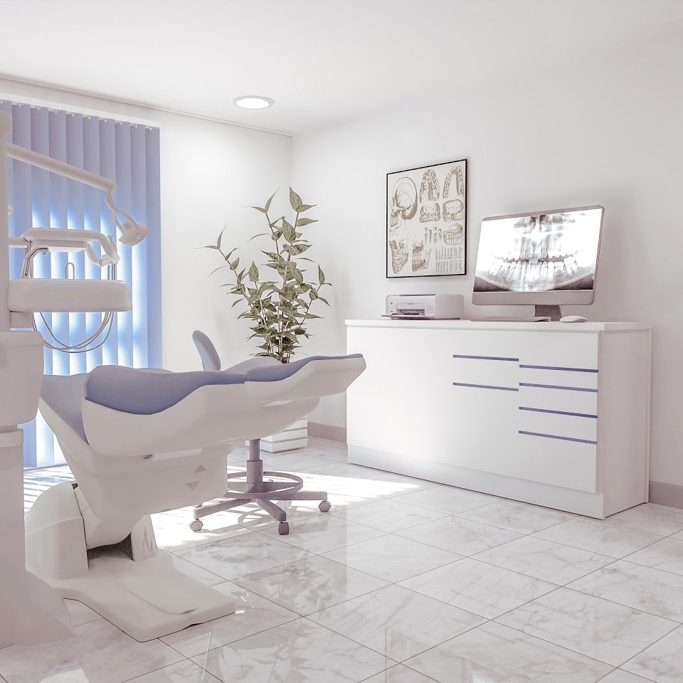 dental office scene, 3d illustration